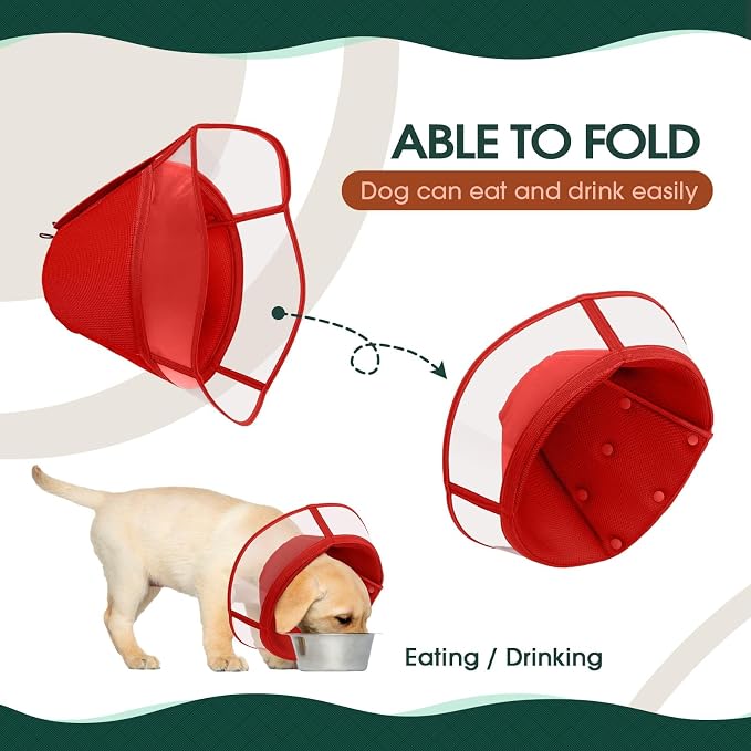 Kuoser Large Dog Cone Collar After Surgery, Soft Cone for Dogs to Stop Licking, Breathable Pet Recovery Collar Comfortable Elizabethan Collars, Adjustable Protective Dog Cones for Large Dogs, Red L