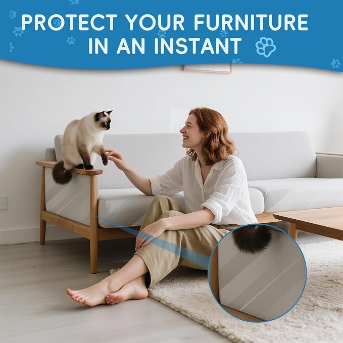 Anti Cat Scratch Furniture Protector,196.8" x 16.9" Couch Shield Against Cat Scratching,Thickened Transparent Self-Adhesive Couch Protector