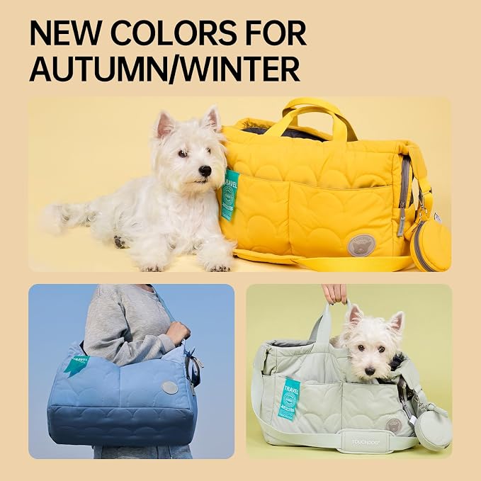 Macaron Cloud Pet Carrier Bag for Small Dogs and Cats, Lightweight Handheld Shoulder Crossbody Puppy Carrier with Storage Pocket, Breathable Expandable Pet Travel Carrier for (Yellow)