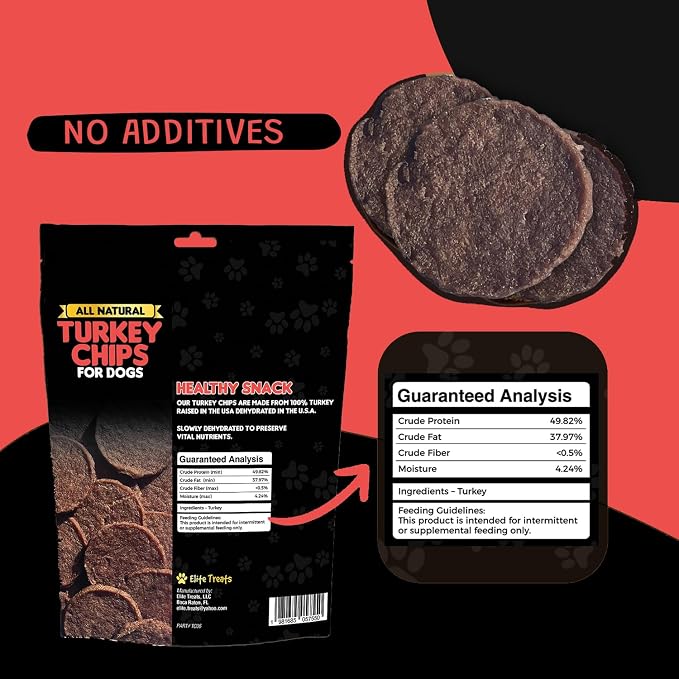 Turkey Dog Treats All Natural, Dehydrated Single Ingredient Dog Treat, Made in USA Doggie Turkey Chips for Small to Large Dogs, 12oz