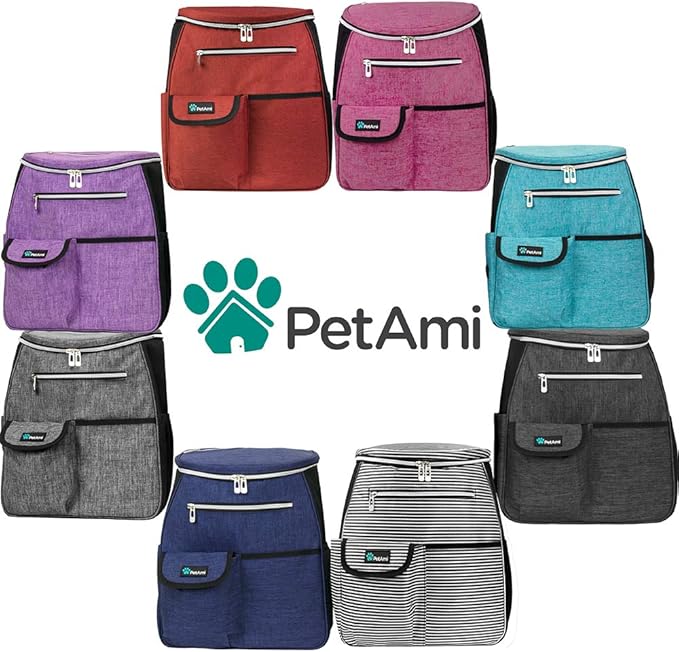 PetAmi Dog Travel Bag Backpack, 27L Airline Approved Pet Supplies Organizer with 2 Food Containers, 2 Collapsible Bowls & Poop Bag Dispenser, Weekend Road Trip Camping Dog Mom Gift, Navy Blue