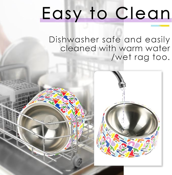 Super Design Mess Free 15° Slanted Bowl for Dogs and Cats, Tilted Angle Bulldog Bowl Pet Feeder, Non-Skid & Non-Spill, Easier to Reach Food