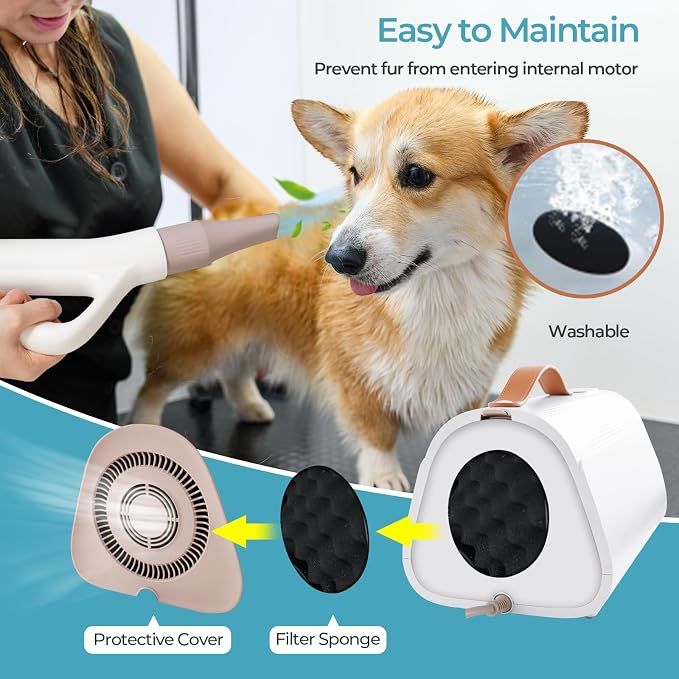 Tangkula Dog Dryer, Pet Blow Dryer with Smart LED Touch Screen, 4 Nozzles, Adjustable Temperature & Airflow, Negative Ion Function, High Velocity & Low-Noise Dog Hair Dryer for Pet Grooming