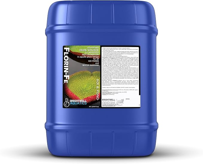 Brightwell Aquatics Florin Fe - Iron Supplement for Red and Green Coloration of Pond Aquatic Plants, 20 Liter