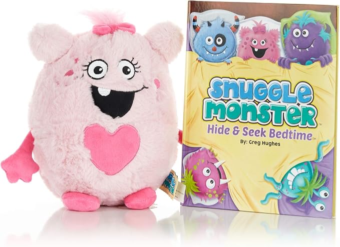 Continuum Games Snuggle Monster - Hide and Seek Bedtime Plush Toy and Book - Pink