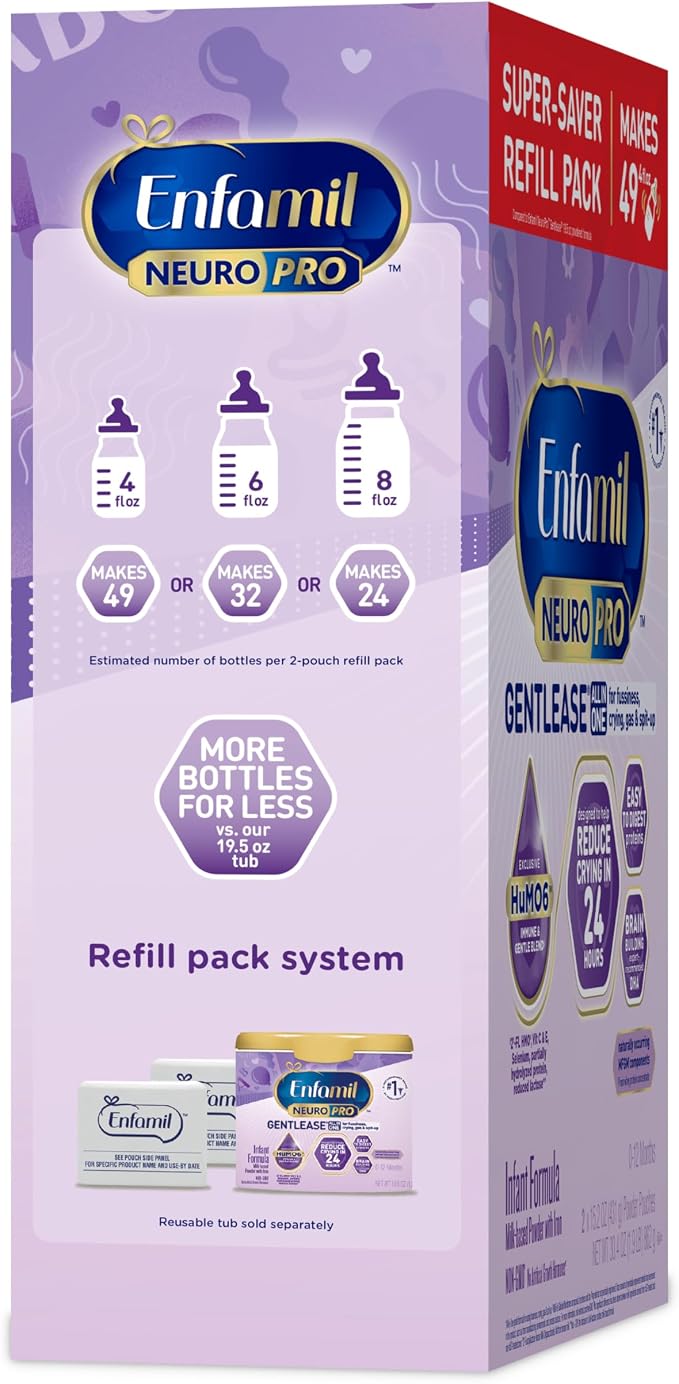 Enfamil NeuroPro Gentlease for easing Fussiness, Crying, Gas, Spit-up in 24 Hrs, Smaller Proteins for Easy Digestion, Brain Supporting DHA, Prebiotic Blend, HuMO6*, Baby Formula, Powder Refill Box, 30.4 Oz