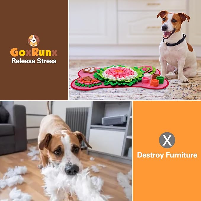 Snuffle Mat for Dogs, Pet Snuffle Mat for Small and Medium Dogs, Interactive Sniff Mat Feeding Mat for Puppies, Slow Feeder Dog Treat Mat for Training and Stress Relief (Bone Shape) (Pink, One Size)