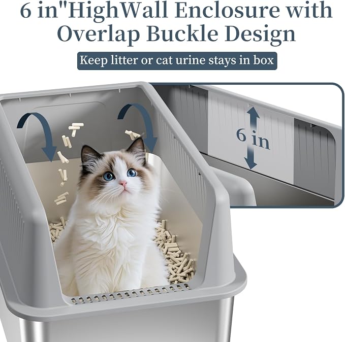 19.7''x13.8''x13.8'' Enclosed Stainless Steel Litter Box with Lid