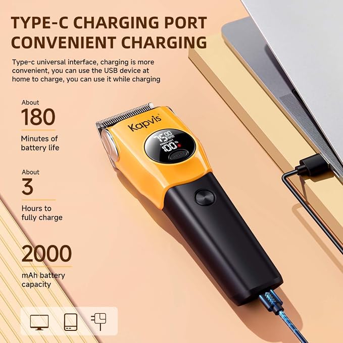 Dog Clippers for Grooming Thick Hair with LED Light,Poodle Grooming Kit with 6 Guide Combs for Dogs Cats Sheep Animals