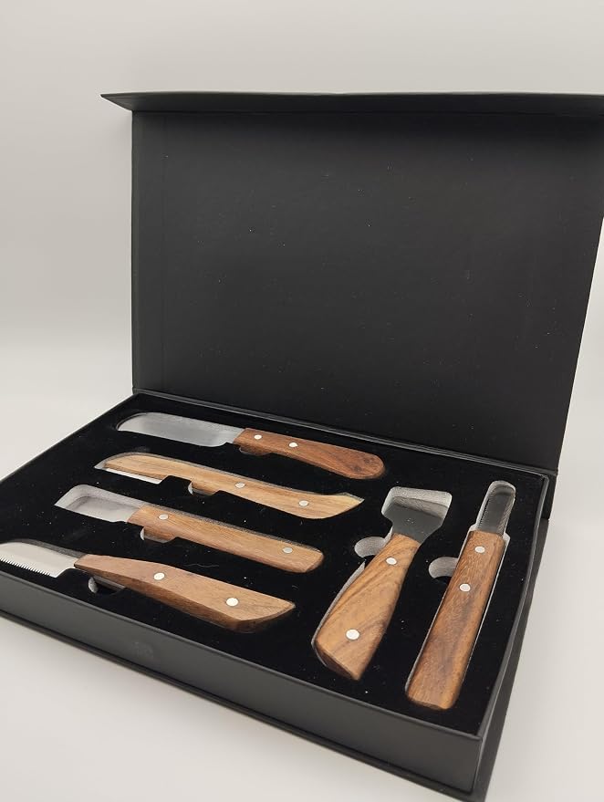 Professional Stripping Knife Kit for Dogs & Pets – 6 Piece Grooming Set with Wooden Handle – Pet Grooming Tools for Hand Stripping & Deshedding