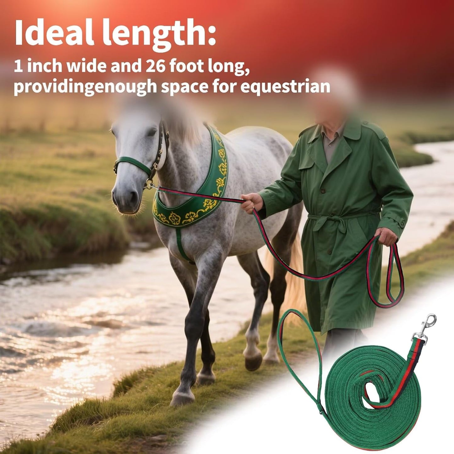 Lunge Line for Horse, Premium Equine Lunge Line with Swivel Bolt Snap for Accurate Equestrian Training, Competition, and Daily Use, 26 ft (8 Meters)