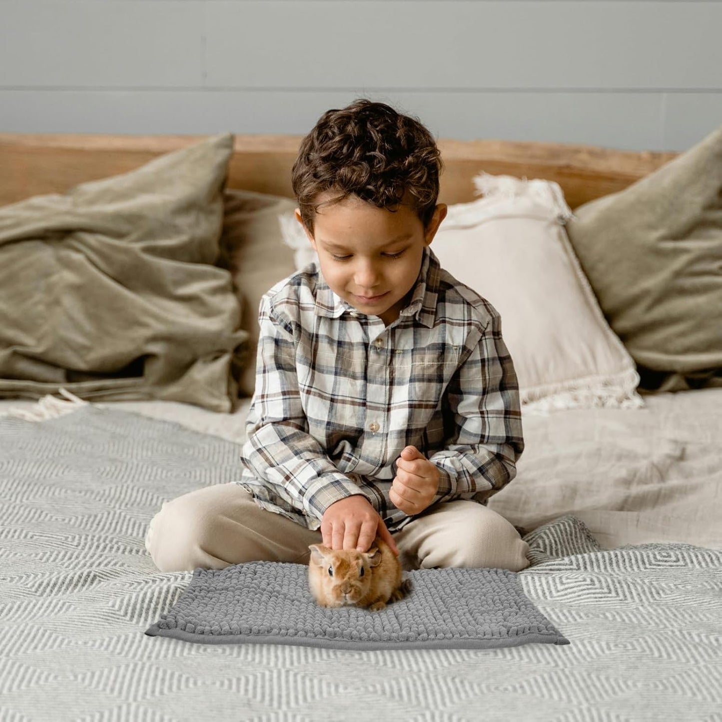 8 Pcs Guinea Pig Liner Washable Rabbit Cage Liner 16x12 Inch Guinea Pig Fleece Mats Reusable Bedding Pee Pads for Small Animals, Bunny (Gray, Green, Pink, Blue)