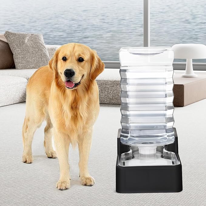 RIZZARI 10L Stainless Steel Gravity Pet Water Dispenser – Leak-Resistant Auto-Refill Waterer with Easy-Clean No-Filter Design for Medium & Large Dogs, Ideal for Homes & Offices