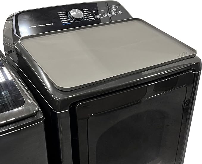 1 PACK SEIRI Washer and Dryer Topper, 26" x 18" Silicone Top Protector Mat for Slant Top Surface Cover and Top Load Washing Machine Laundry Room Non-Slip Waterproof Dryer Cover Medium (Dark Gray)
