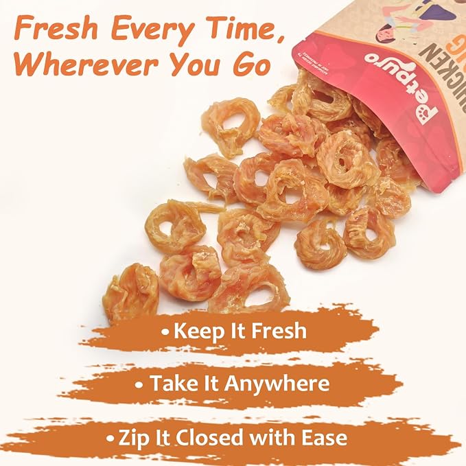 Chicken Rings Dog Treats 2 Pound, Real Chicken Jerky Rawhide-Free Soft Chews, Natural High Protein Limited Ingredient Training Snacks for Small Medium Large Dogs