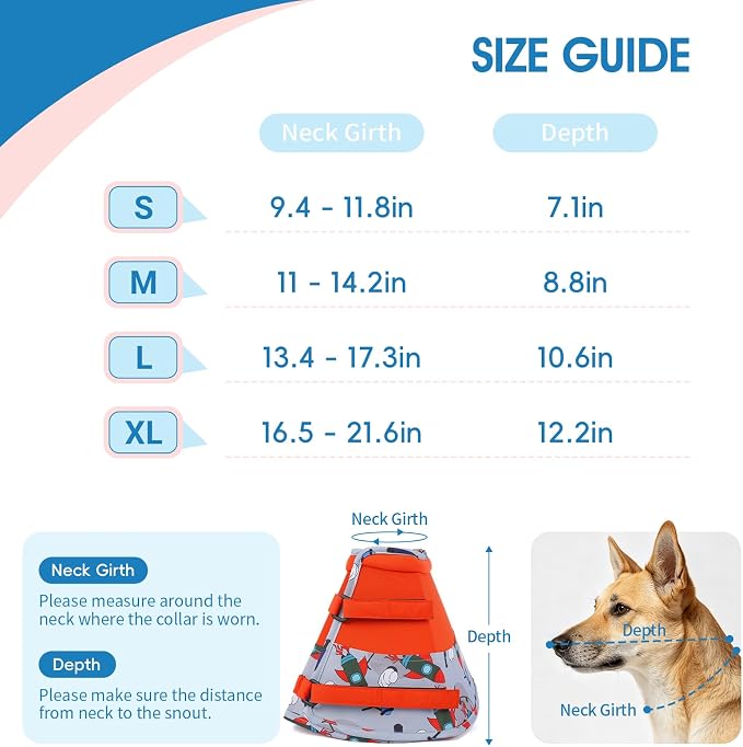 Large Dog Cone Collar, Dog Elizabethan Collar for Dogs with Durable Material, Easy to Put On & Off, for Surgery Recovery to Allow Comfortable Sleep for Large Breeds,L
