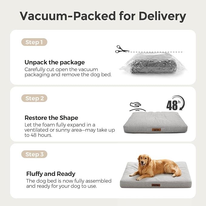 Sytopia 42" XL Chew Proof Dog Bed-Light Grey