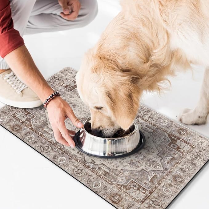 Dog Food Mat for Floors Waterproof Pet Placemat Cat Feeding Bowls Mats for Food and Water, Eco-Friendly Dog Accessories Diatomite Pets Supplies 16" X 24"