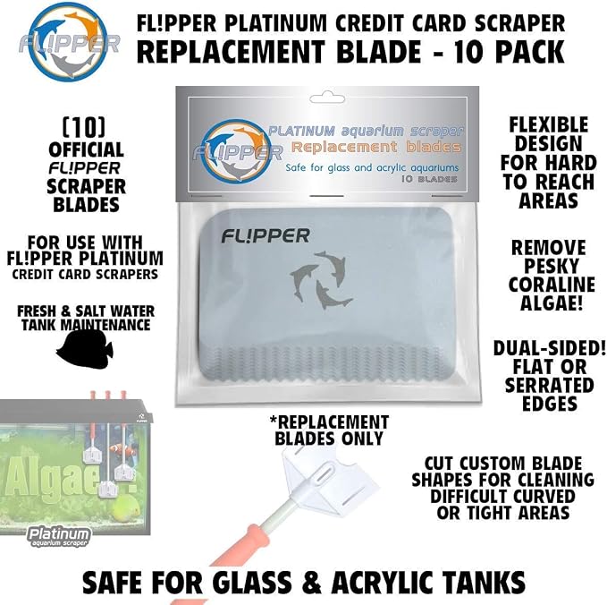 Flipper Platinum Aquarium Hand Scraper Tool – Glass and Acrylic Fish Tank Cleaner – Aquarium Glass Cleaner - Aquarium Glass Scraper with Serrated Blade 28"