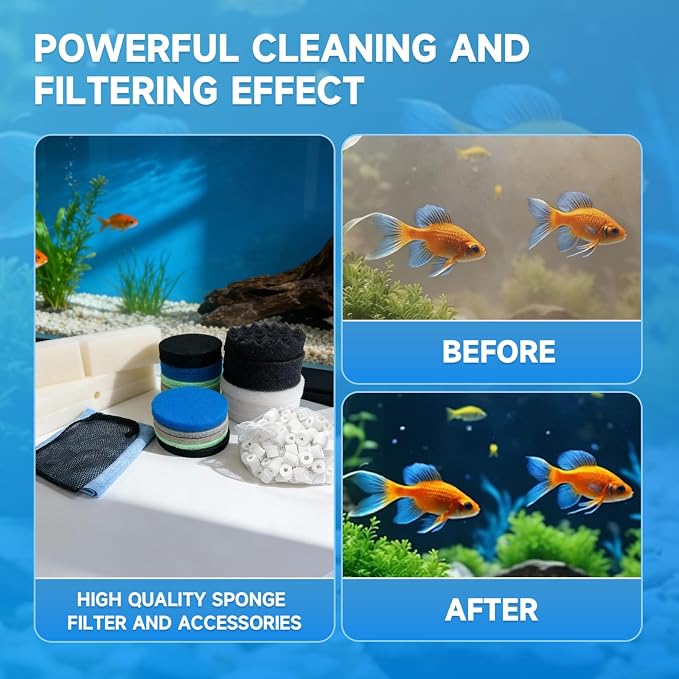 27Pcs Filter Media Replacement Kit, Replacement Filter Media Kit Compatible with Fluval FX2 FX4 FX5 FX6 Filter Media, Aquarium Filter Media Kit, Including Carbon Pad, Foam block, Filtering Medium etc