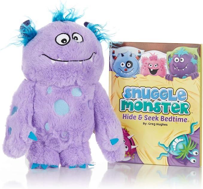 Continuum Games Snuggle Monster - Hide and Seek Bedtime Plush Toy and Book - Purple