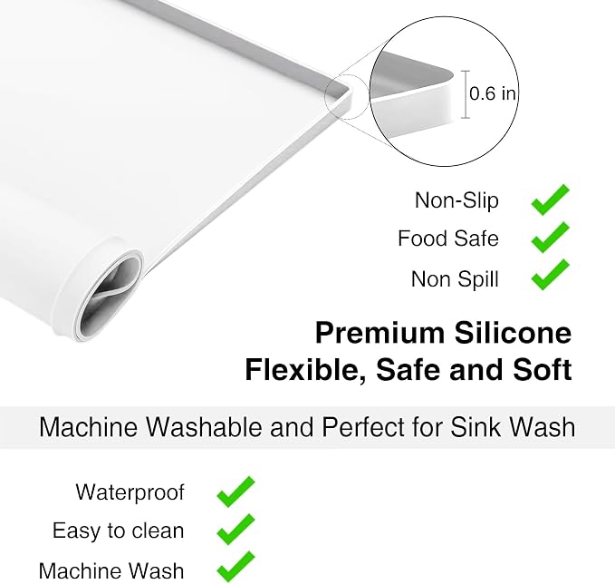 1 PACK SEIRI Washer and Dryer Topper, 26" x 18" Silicone Top Protector Mat for Slant Top Surface Cover and Top Load Washing Machine Laundry Room Non-Slip Waterproof Dryer Cover Medium (White)