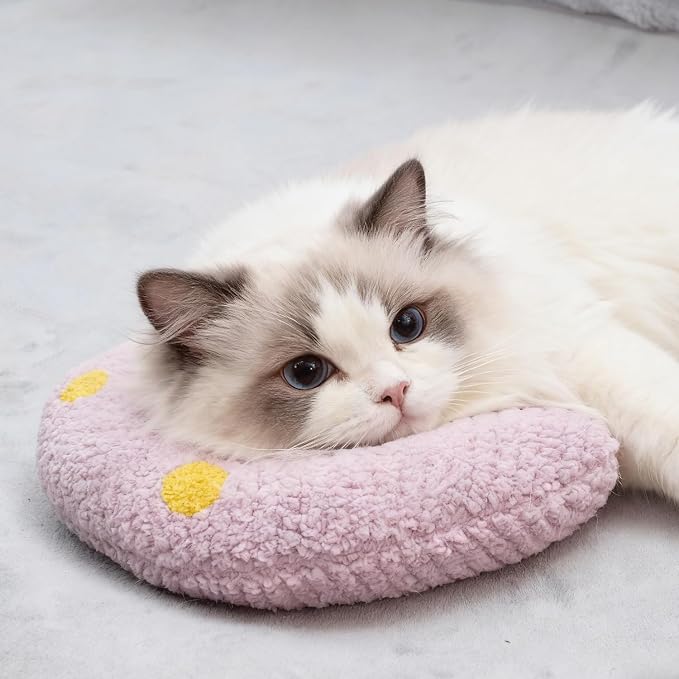 Calming Pillow for Small Medium Cats and Dogs Soft Fluffy Pet Pillow Anxiety Relief with Cute Embroidery Pattern