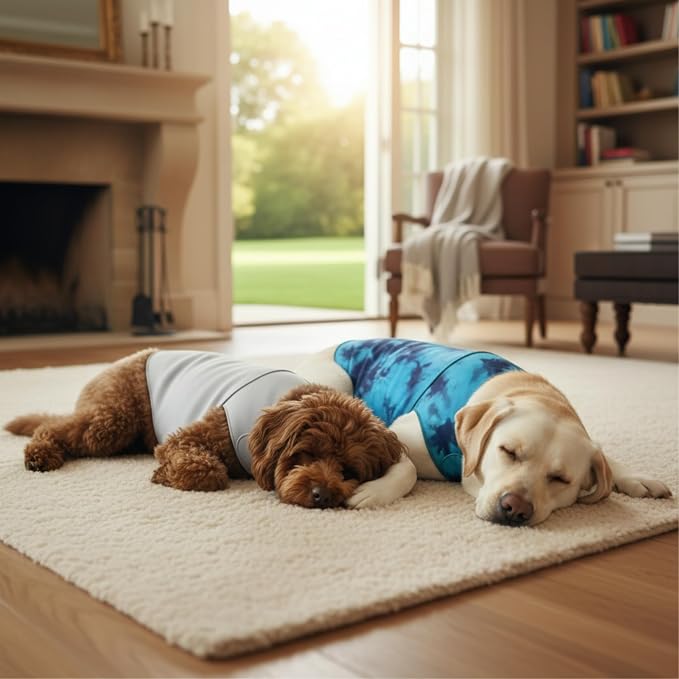 DAJIDALI® Dog & Cat Anxiety Vest & Spay Recovery Suit – Silent Adjustable Calming Wrap for Surgery & Thunderstorms – 2-Piece Cone & Recovery Onesie Alternative