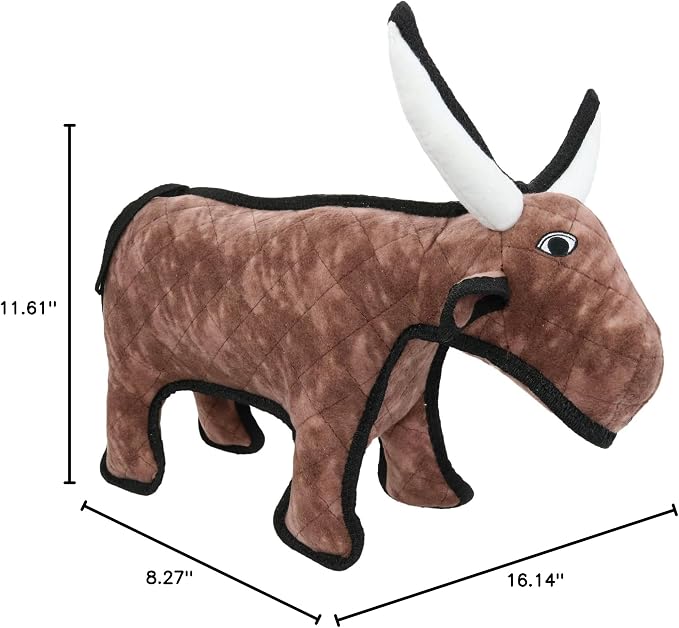 TUFFY® : Medium Bull Dog Toy: Ultra Durable Plush Toy with Multiple Layers & Reinforced Seams, Washable and Floats, Original Construction