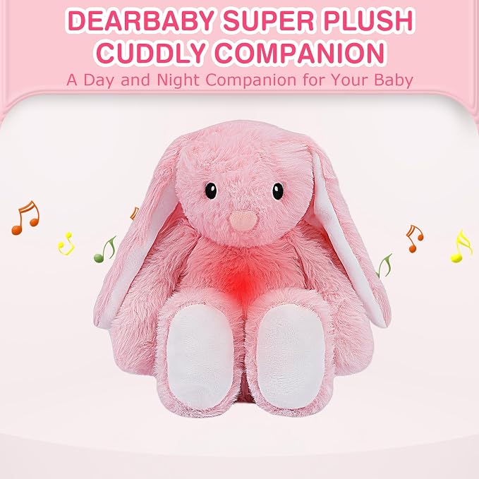 Baby Soother Cry Activated Sensor Toys,Heartbeat Bunny for Babies,Plush Stuffed Animal for Newborn Infants,Baby Toy Vibrating with Mom’s Heartbeat,Baby Shower Gifts for Girls and Boys