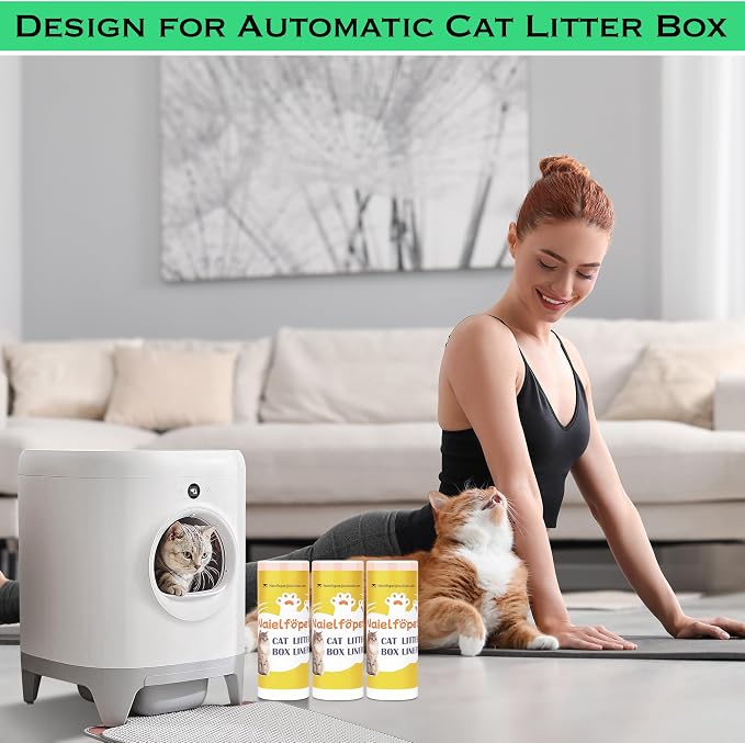 40 Count Drawstring Automatic Cat Litter Box Liner Bags, Disposable Heavy Duty Cat Litter Liners, Replaced Litter Box Bags Suit for PuraX PuraMax PuraMax2