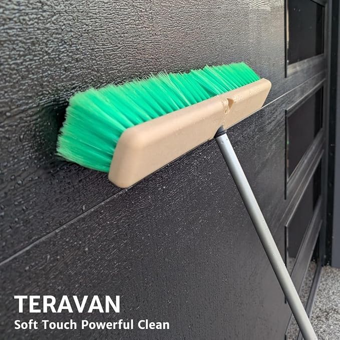 Teravan Green Flow Through Brush Head, 18-Inch Extra Soft Bristle Brush for Gentle Car Wash, RV, Boat, Window & Floor Cleaning, Compatible with Pole Handle