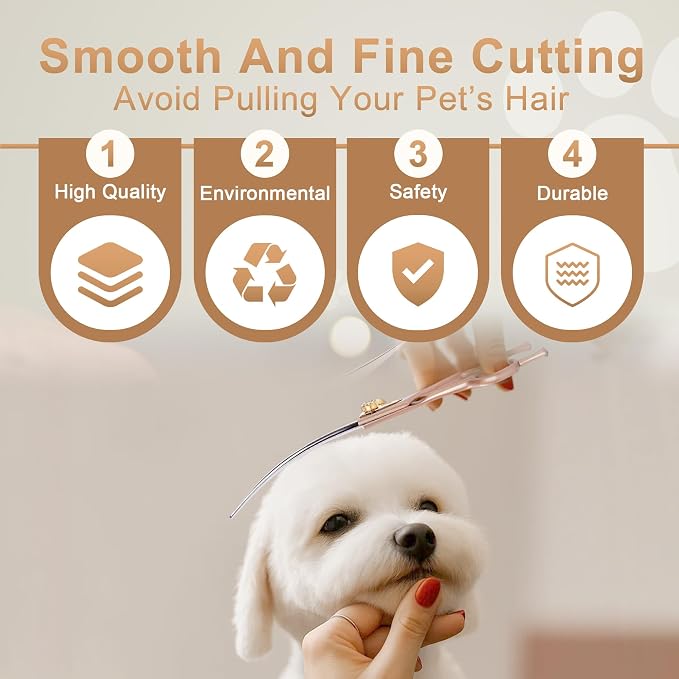 Professional Dog Grooming Scissors Rose Gold 440C Stainless Steel Straight Thinning Curved Chunker Shears for Pet Grooming Services Dogs and Cats (Combo, 7‘’)