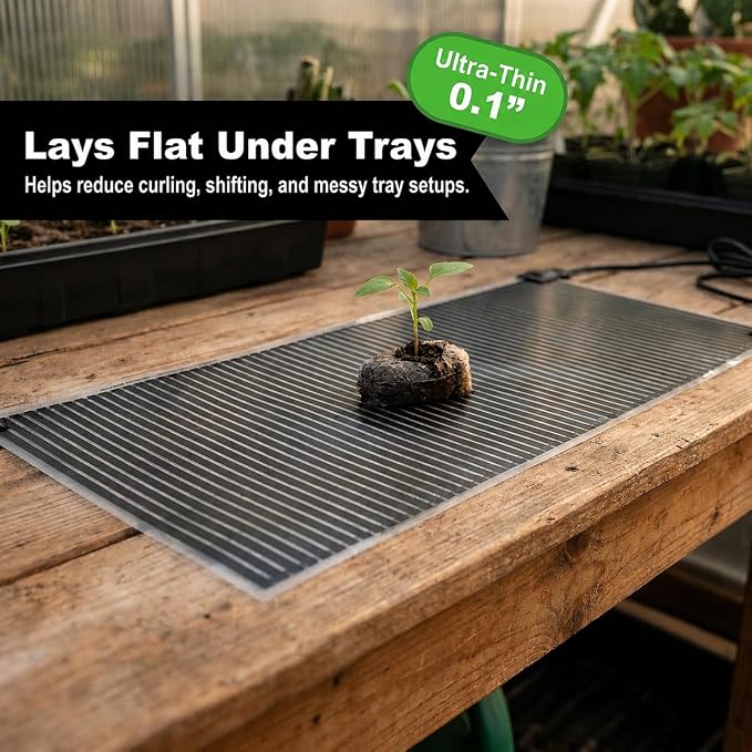 Seedling Heat Mat 11" x 48" - Full-Length Propagation Plant Heating Pad for 4 ft Grow Shelves, Germination, Seed Starting, Hydroponics and Indoor Gardening, Made in USA