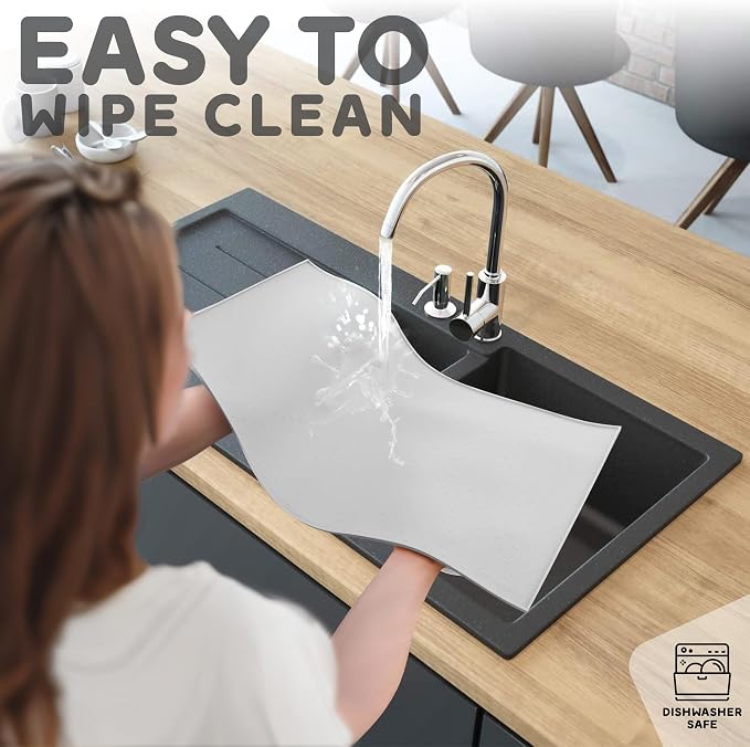 Dog Food Mat - Raised Edges Dogs Mat for Food and Water Prevent Spill, Waterproof Cat Food Mats Protect Floors, Easy Clean Dog Bowl Mats for Food and Water, Silicone Pet Food Tray