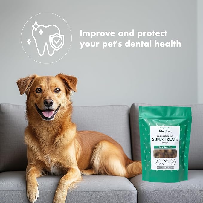 King Lou Pets Whole Duck Feet for Dogs, Single-Ingredient, Dehydrated Duck Feet Dog Treats, Human-Grade, Crunchy Dental Chews for Canine Hip & Joint Support, 10 Count