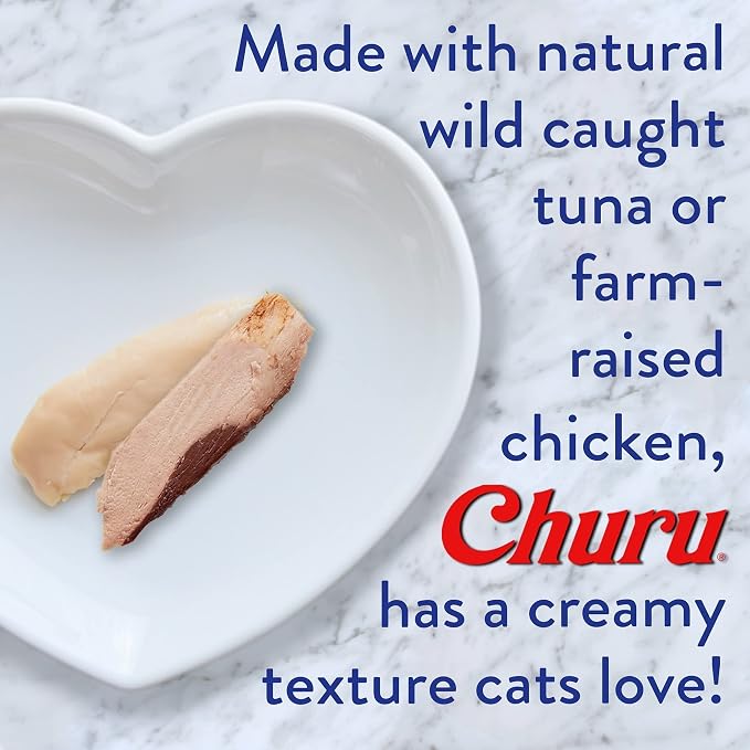INABA Churu Lickable Purée Natural Cat Treats - Chicken with Scallop Recipe (4 Servings per Package, 8 Packages) (32 Tubes)