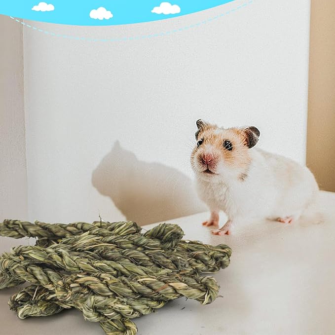 80pcs Rabbit Timothy Hay Toy for Bunny Small Animal Treats Natural Grass Stick Chew Toys Snacks Molar Teeth Grinding for Guinea Pigs Chinchillas Hamsters