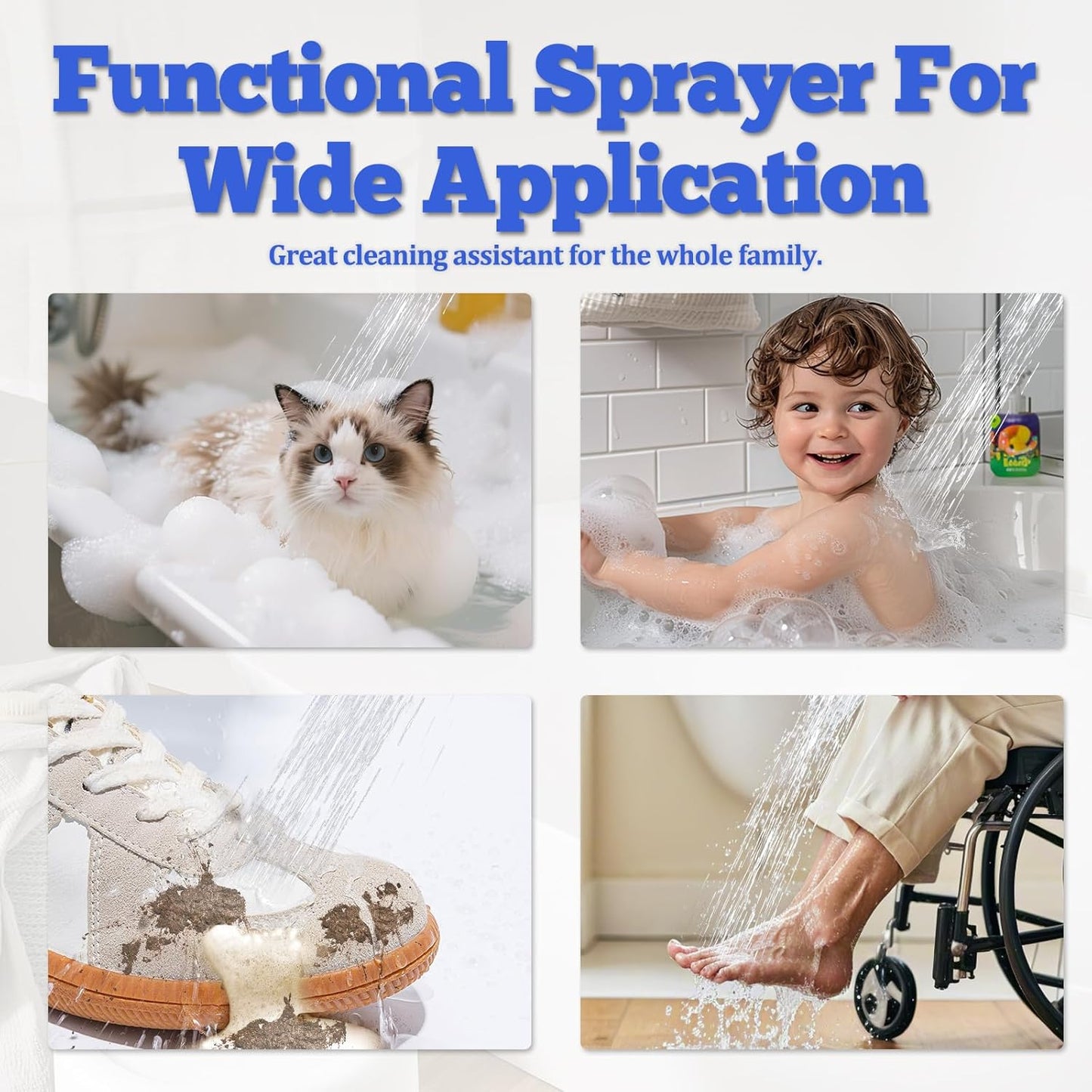 Dog Shower Attachment Metal, YDmeet Pet Shower Attachment for Fast and Clean Pet Bathing and Dog Washing, Brass Shower diverter, Adjustable Pet Shower Sprayer, 8 ft Hose and Shower Holder, Brushed