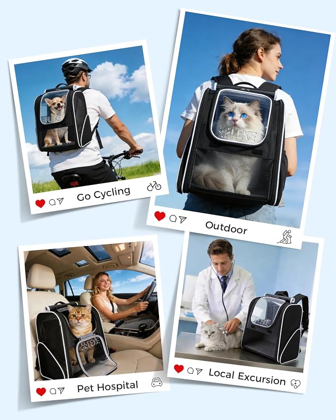 Lekereise Cat Backpack Carrier,Breathable Cat Carrier Large Space Bubble Pet Backpack for Kitty Small Dog,Expandable Bubble Pet Carrier for Hiking, Walking,Travel