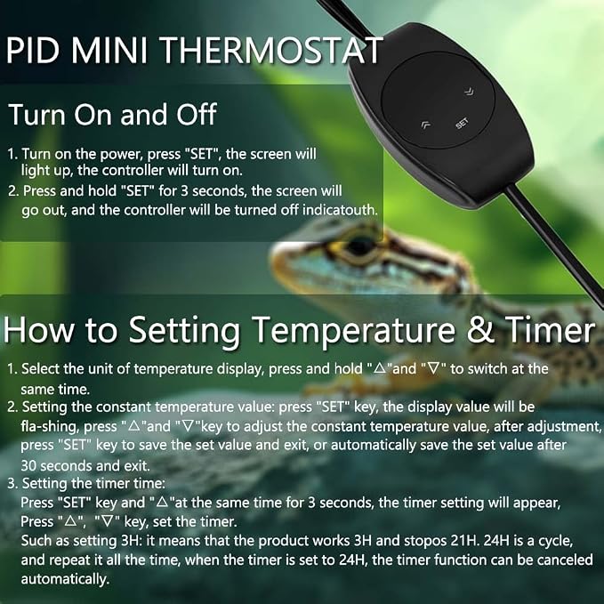 Reptile Light with Thermostatic Timer, 5.5'' Reptile Heat Lamp Fixture Switch Control Function with Heat Lamp Bulbs for Reptile Glass Terrariums 300W