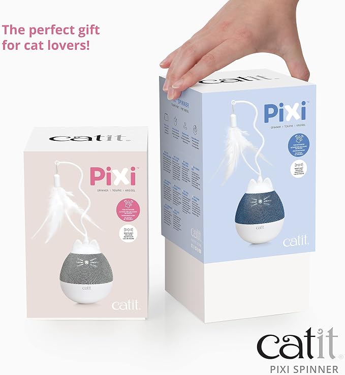 Catit PIXI Spinner, Treat Dispensing Cat Toy, Blue