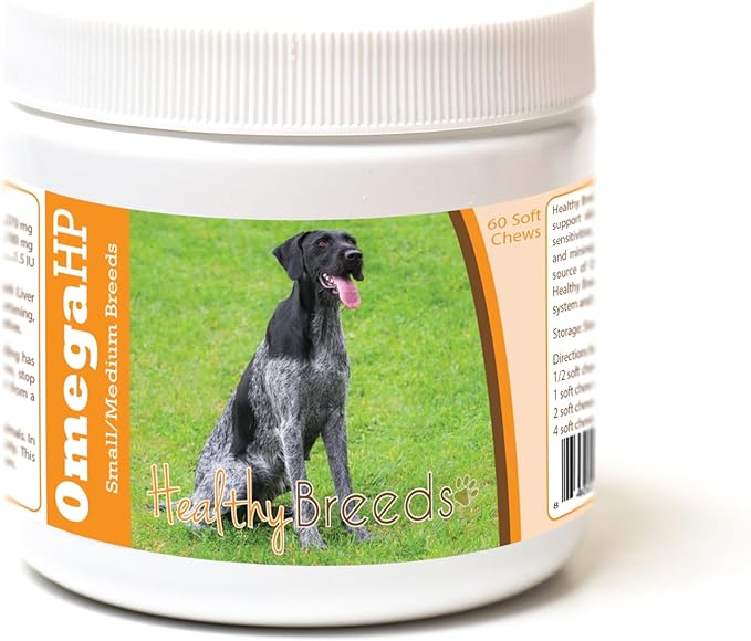 Healthy Breeds German Wirehaired Pointer Omega HP Fatty Acid Skin and Coat Support Soft Chews 60 Count