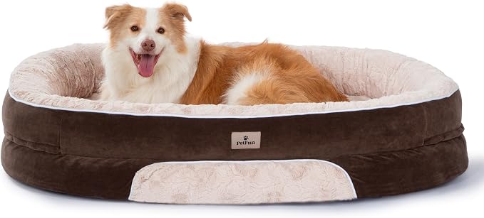 Orthopedic Dog Bed Couch for XLarge Plus Sized Pets with Egg Foam Support, Four-Sided Bolster Cushions, Soft Tear-Resistant Fabric, and Removable Machine Washable Plush Cover, 48'', Brown