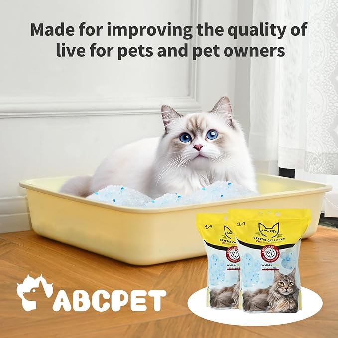 ABCPET Cat Litter Crystals No Clumping Odor Control Kitty Litter Non-Clumping No scooping Low Dust, Low Tracking, Dehydrates Waste - 25.8 lbs (6 x 4.3 lb Packs)
