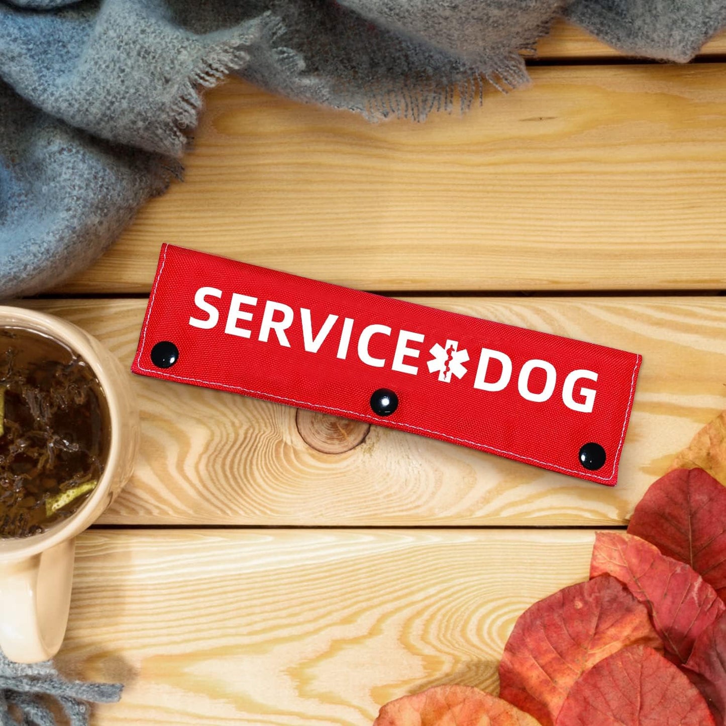 Advivio Funny Red Dog Leash Sleeve, Wrap Alert Hanging ID Patch Tag for Pet Walking and Training, Pet Birthday Gift