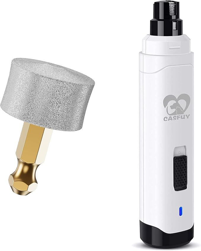 Casfuy Dog Nail Grinder N10 & Replacement Grinding Head Bundle (White)
