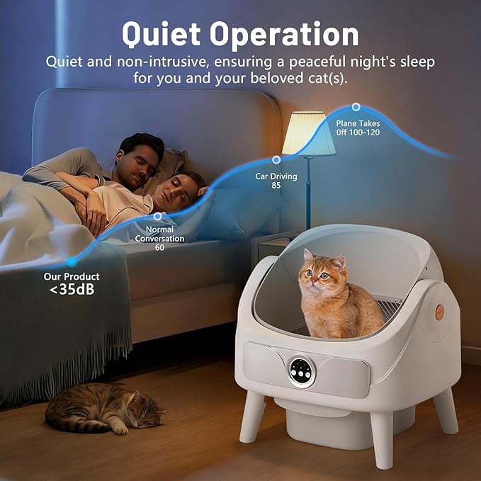 SUW Self Cleaning Cat Litter Box, Open-Top Automatic Litter Box for Multiple Cats, Large Capacity Robot, APP Control, Safety Protection, 2 Rolls Litter Liners Bag, 1 Odor Eliminator, Cat Gift