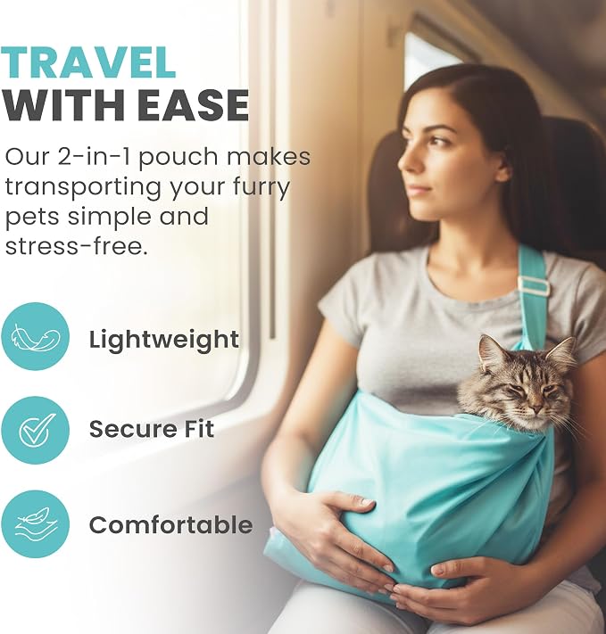 PurrFect Pouch The Original AS SEEN ON TV. The Comfy Cat Carrier Sling & Grooming Sack in One (Set of 2) Washable and Folds (Leopard)