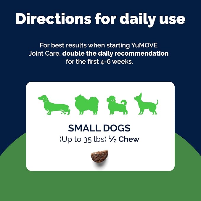 YuMOVE Small Dog Hip & Joint Supplement Soft Chews, ActivEase Green Lipped Mussel, Glucosamine for Dogs, Hyaluronic Acid & Omega 3 - Hickory Seafood Flavor - 60 Chews (Small/Medium Dogs)